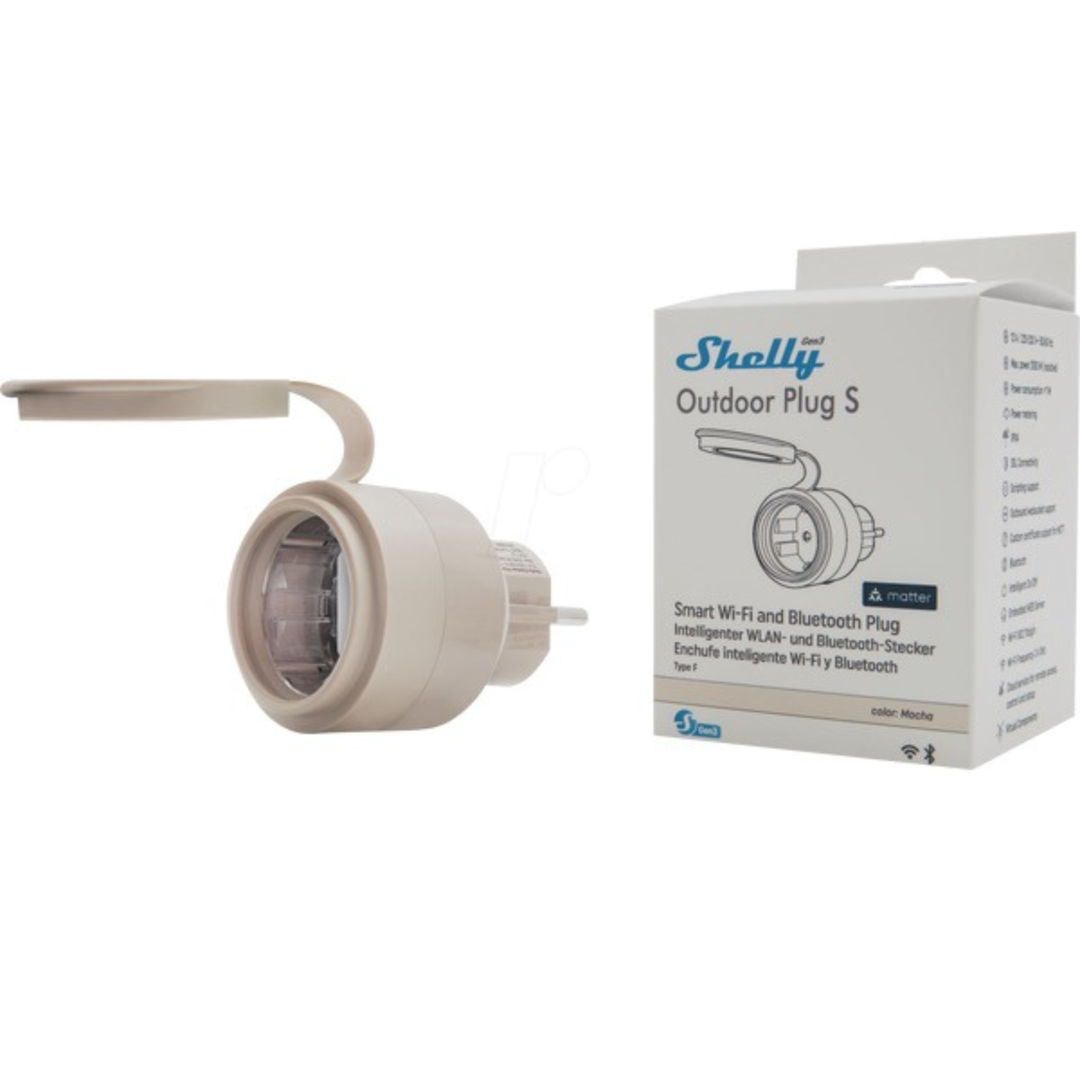 Shelly Outdoor Plug S Gen3 – prise connectée d'extérieur